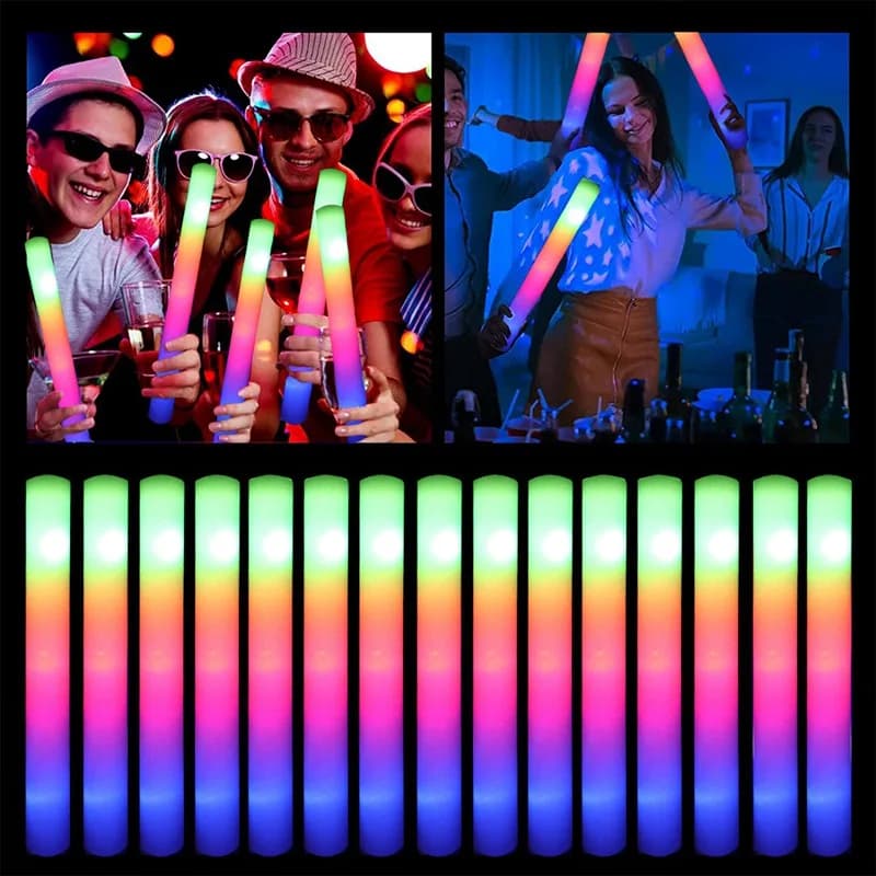 15/30 pz LED Glow Sticks Bulk Colorato RGB Glow Foam Stick Cheer Tube Luce Scura per Natale Compleanno Festa di Nozze Forniture
