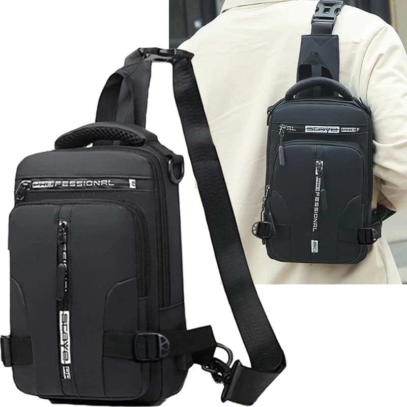 Borsa a tracolla e a tracolla a doppio scopo da uomo, borsa a spalla singola multifunzionale casual e versatile, borsa sul petto