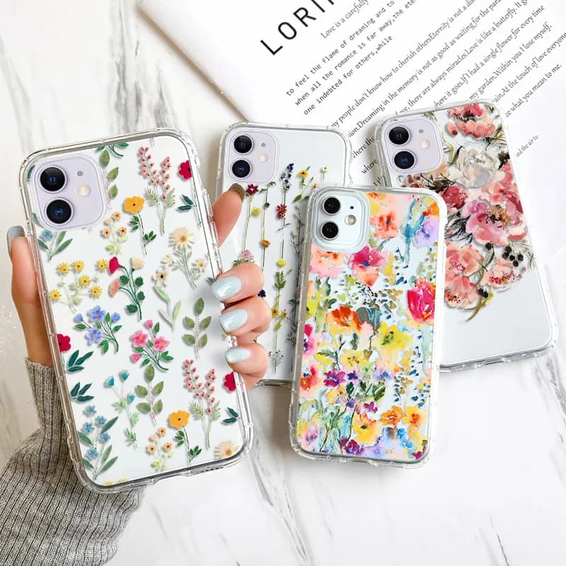 Custodia per telefono fiore per iPhone 13 Custodia iPhone 16 11 12 17 14 15 Pro Max 12 13 Mini 7 8 Plus XR XS X SE Cover morbida trasparente antiurto
