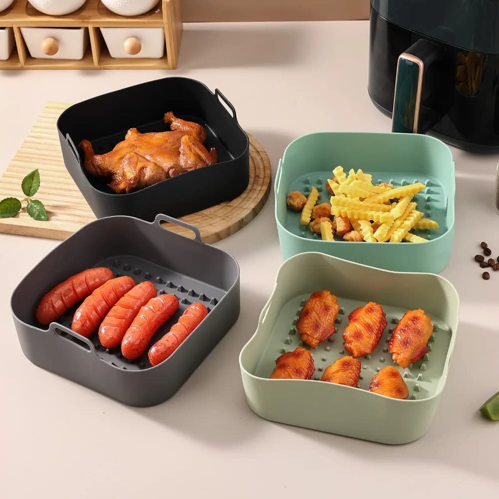 Tappetino in Silicone per Friggitrice ad Aria, Quadrato, Riutilizzabile, Resistente alle Alte Temperature, Teglia da Forno, Tappetino Isolante, Utensili da Forno