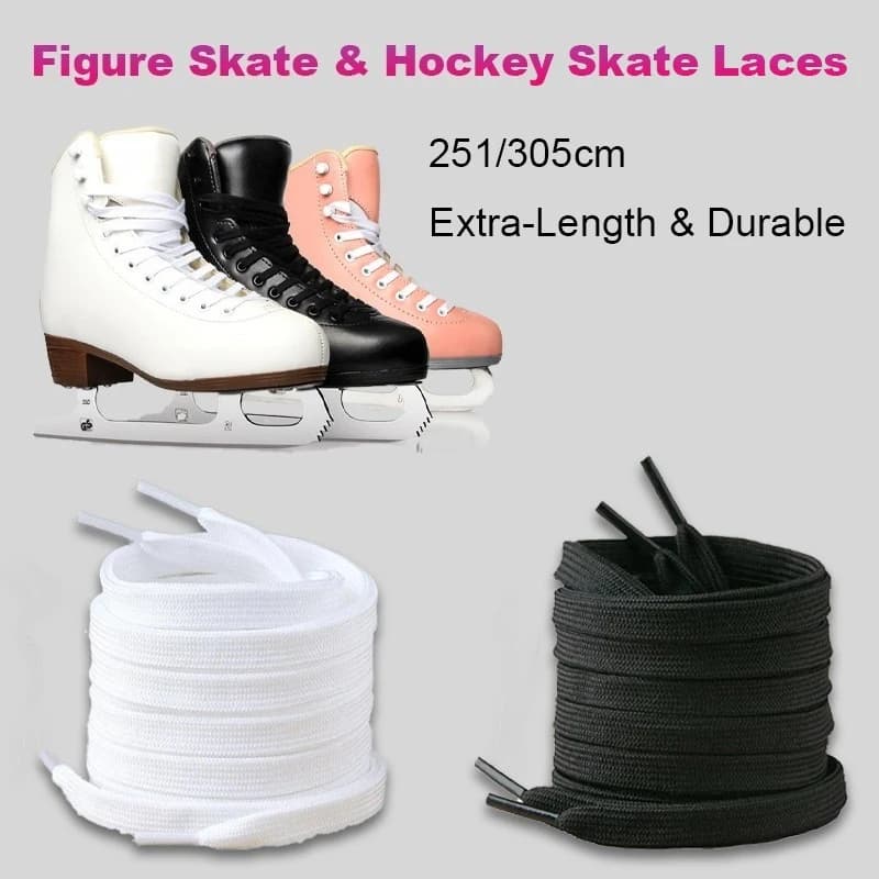 Nero Bianco 251/305 cm Figure Skate & Hockey Skate Lacci Extra-Lunghi Durevoli Pattini Da Ghiaccio Lacci delle scarpe per Kods Adulto Lacci delle scarpe