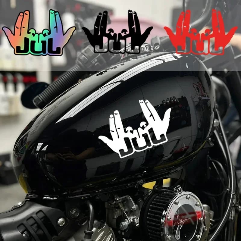 Waterproof Funny JUL Finger Vinyl Sticker 1PC Universal Decal for Motorcycle Bike Scooter Helmet Fuel Tank Styling