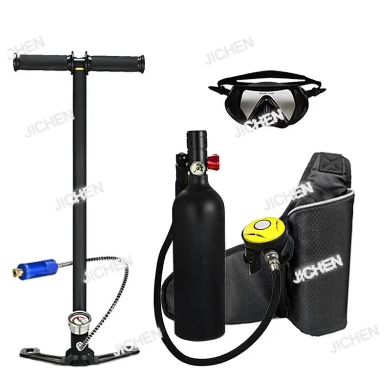 QXJ Dives & Snorkeling Oxygen Tank 10-15 Min 1L Cylinder Diving for With Breathable Valve Water Sports C Set