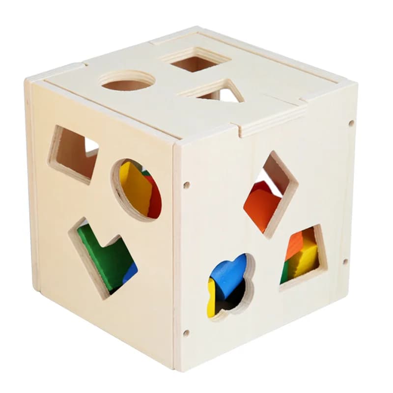 Montessori Box Geometric Shapes 3D Puzzle Early Education Three-Dimensional Wooden Paired Building Block