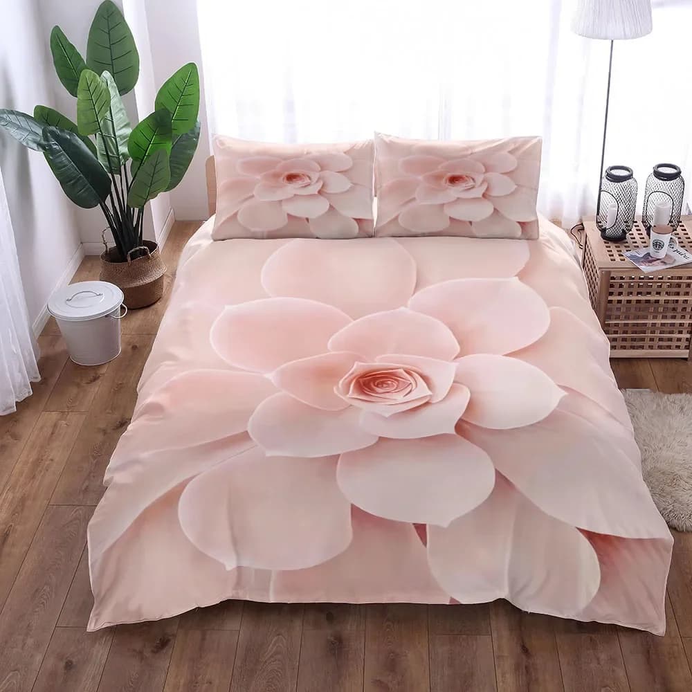 Set biancheria da letto rosa piccolo stile bonsai Set copripiumino 3D succulente arte digitale King Queen Doppio completo Twin Singolo per camera da letto
