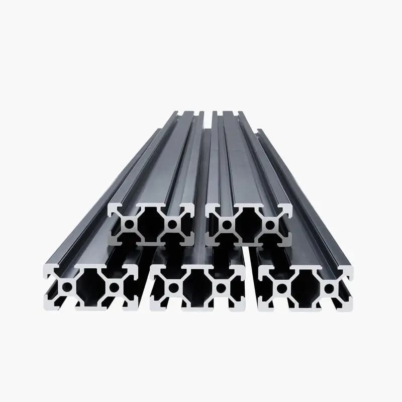 Set of 5 aluminum profiles, 1200 mm T-slot, 2040 aluminum extrusion profile, anodized linear rail according to European standard, slot profile for 3D printers, CNC machines, DIY, laser engraving, black