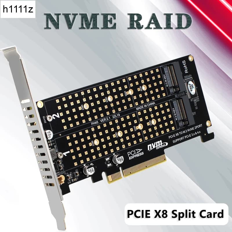 Dual M.2 NVME a PCI Express X8 4.0 Raid Controller PCIE Split Card 2 porte M2 NVME M KEY per 2230 2242 2260 2280 22110 NVME SSD