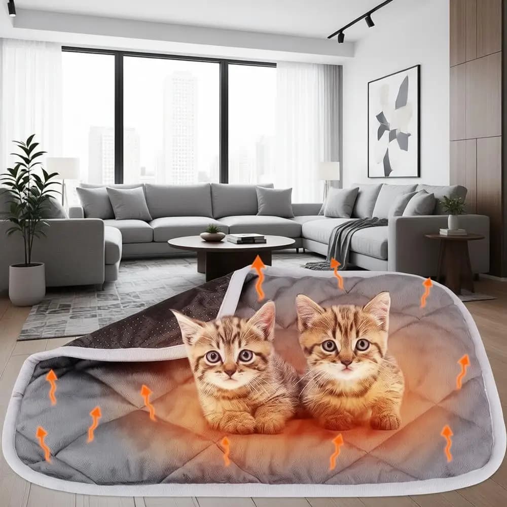 Tappetino Riscaldante per Gatti, Cuccia Termica Extra Calda, Tappetino per Animali Domestici che Riflette il Calore Corporeo, Lavabile, per Gabbie per Cani o Animali Domestici da Interno ed Esterno