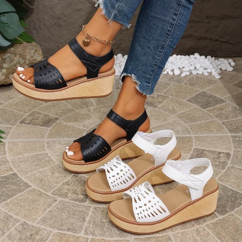 Sandali da Spiaggia Estivi per Donne, Punta Aperta, Traforati, Comodi, Antiscivolo, Resistenti all'Usura, con Velcro, Alla Moda e Casual