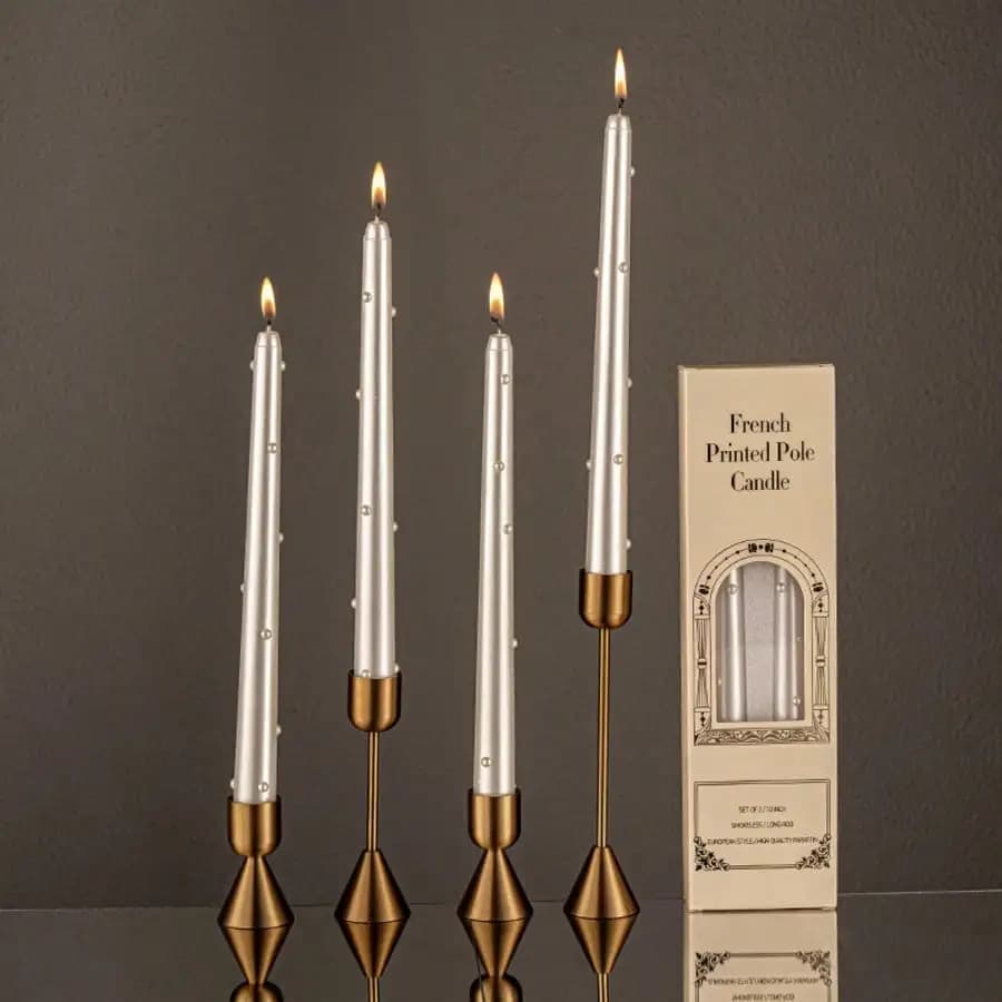 2/4pcs 25cm Long-Stem Pearl Candle — Hotel-Style Tabletop Accent | European-Inspired Romantic, Smokeless Candlelight Dinner