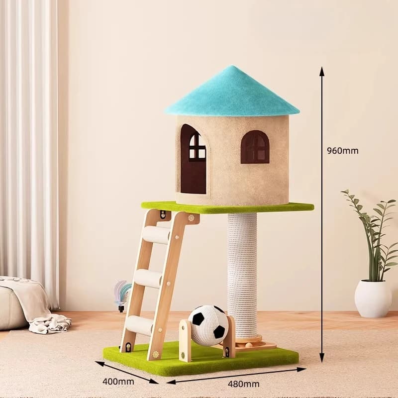 Torre per Gatti da Interno, Grande, con Scale e Tiragraffi, Lussuosa Struttura per Arrampicata, Accessori per Gatti
