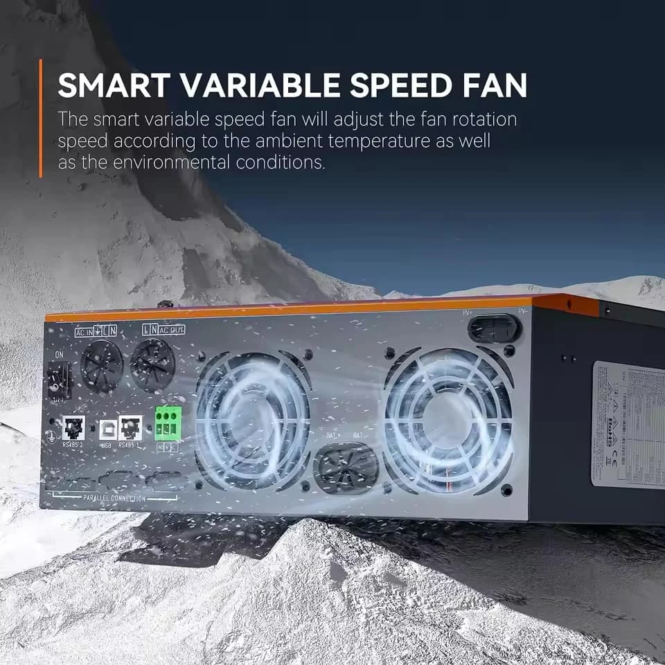 PowMr Inverter Solare Ibrido 3200W 24V 110V Onda Pura MPPT 60A con Regolatore di Carica, Inverter Off-Grid con Carica Massima 100A, Supporto Batterie al Piombo-Acido e Litio per Casa, Camper, UPS