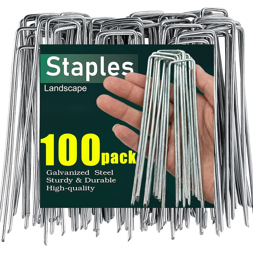 Graffette da giardino a forma di U Pali per tubi per recinzione resistenti Perni per sod Punte per paesaggio zincate per contenere chiodi a terra per barriera per prati