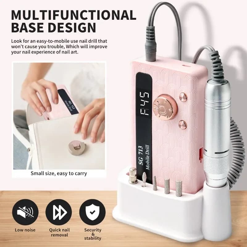35000 45000RPM Rechargeable Electric Nail Drill Portable Manicure File For Gel Polish Grinding Remover