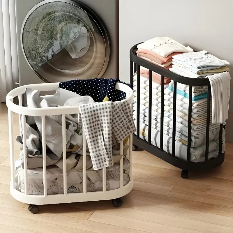 Wheeled Narrow Waterproof Laundry Hamper Multi-Purpose Storage Basket For Yoga Mats Fitness Gear Dirty Clothes