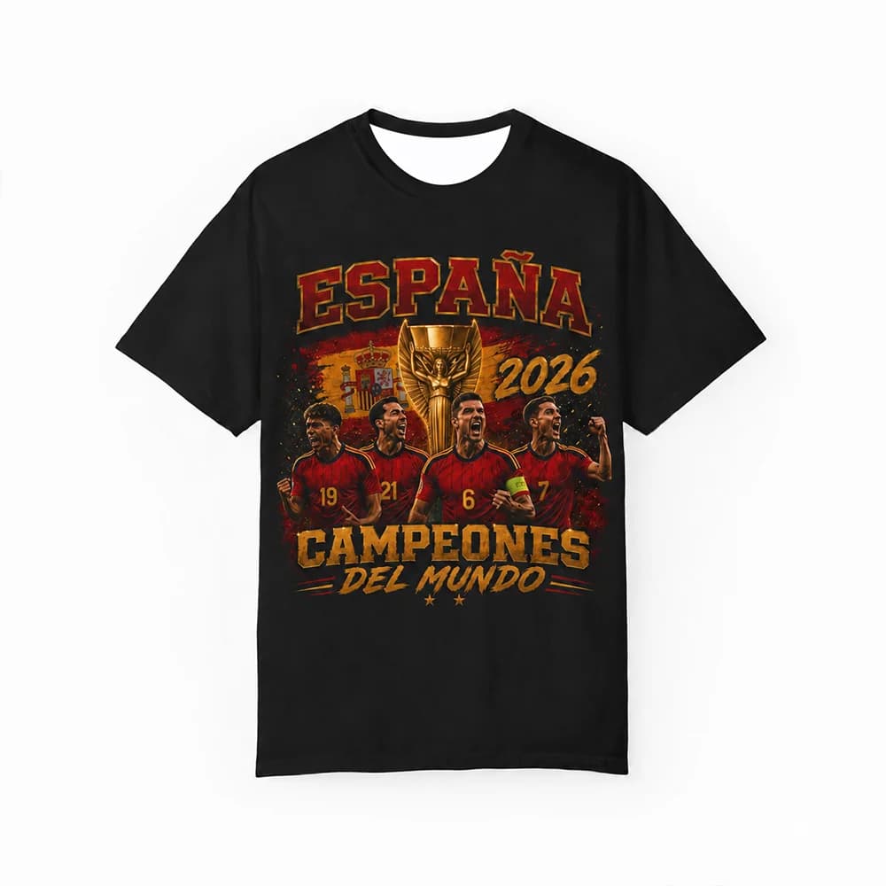 Women's Spain 2026 Champions T-Shirt 3D Print Polyester Short Sleeve Quick Dry Breathable Football Jersey for Fans