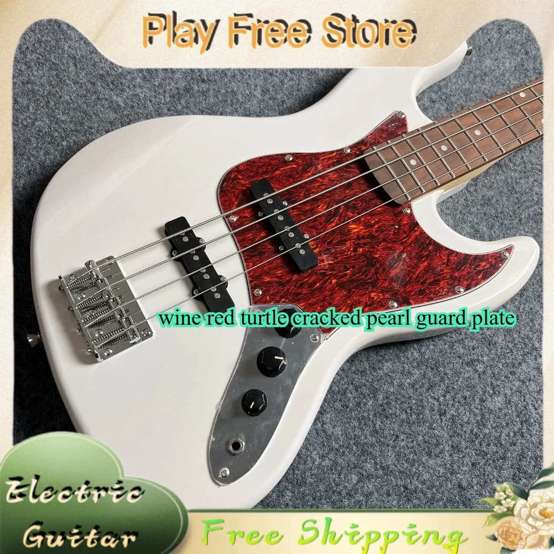 SQ-J-Bass Electric Guitar Red White Wine Red Turtle Cracked Pearl Guard Plate Fixed Bridge Zero Foundation Students Adult