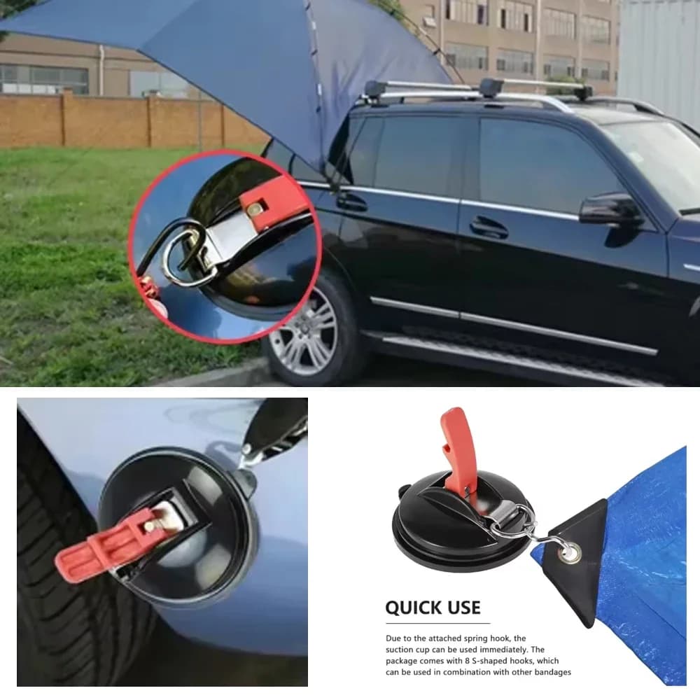 Gancio Universale a Ventosa per Auto e Camion, Accessori per Tende da Campeggio, Teli e Tendalini Laterali Auto, Gancio di Fissaggio per Tetto
