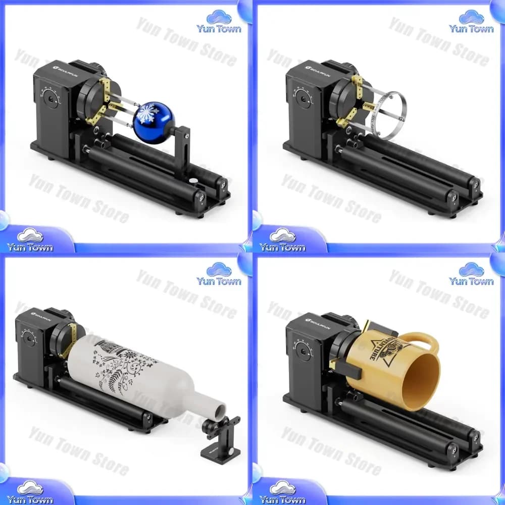 SCULPFUN RA PM 4 in 1 Engraver Y Axis Rotary Module 360 Degree Rotary Roller for Cylindrical Object Engraving for CNC Laser