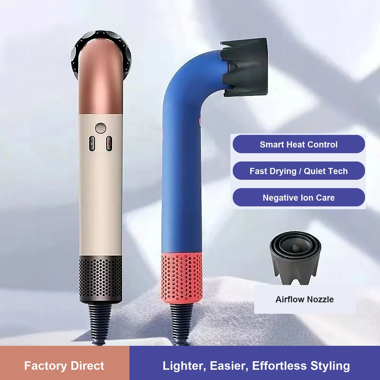 For EU 5-in-1 Leaf Free Hair Dryer, Lon Negative, Professional Hair Care, Quick Drying, 1400 watts, High Speed, Po