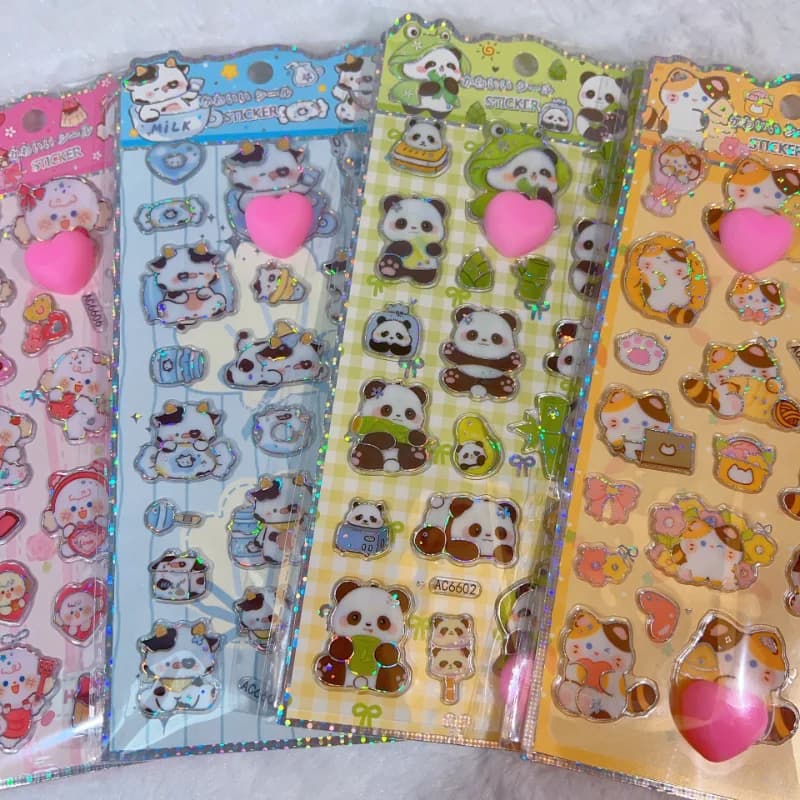 Animal Panda Peach Heart Poop Sticker 3D Pop-up Creative Decal Cute Stress Relief Pack