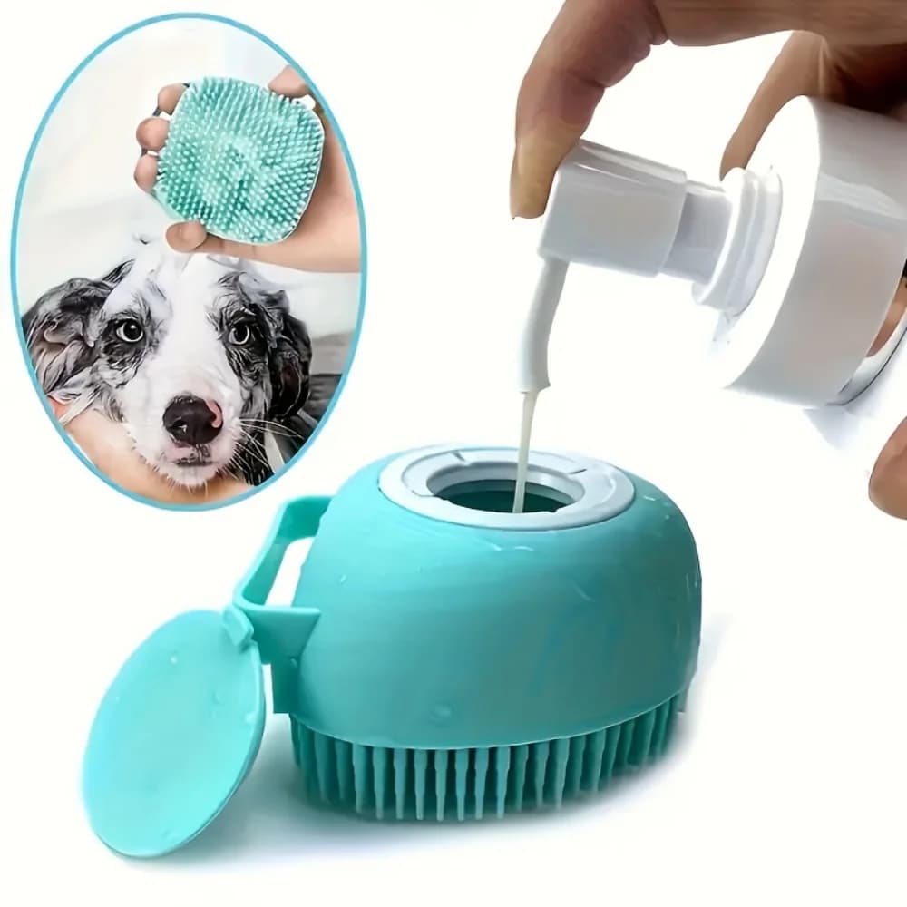 Shower gel dispenser Massage bath brush, soft silicone dog brush pet shampoo massage bath brush bathroom puppy wash massage
