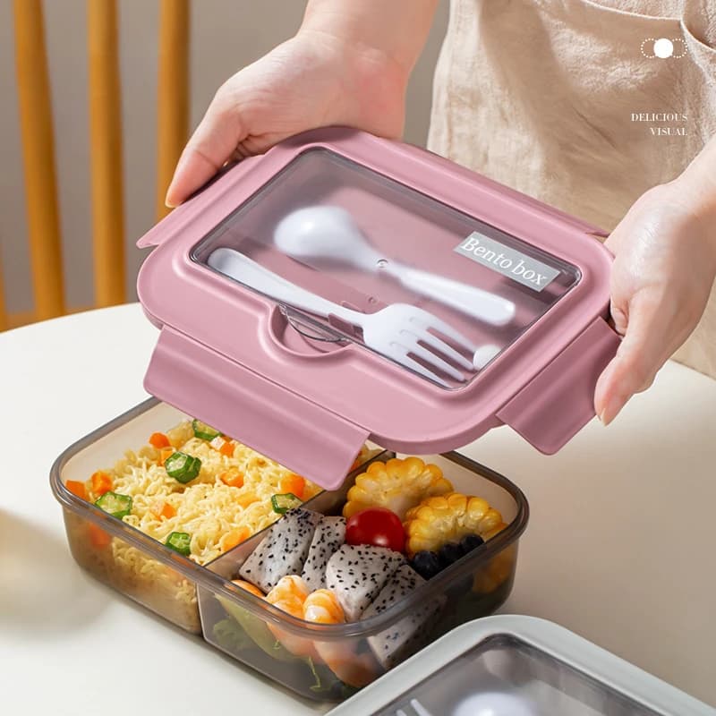 Scomparto Lunch Box Microonde in stile giapponese Bento Box Rettangolare Lunch Box in plastica