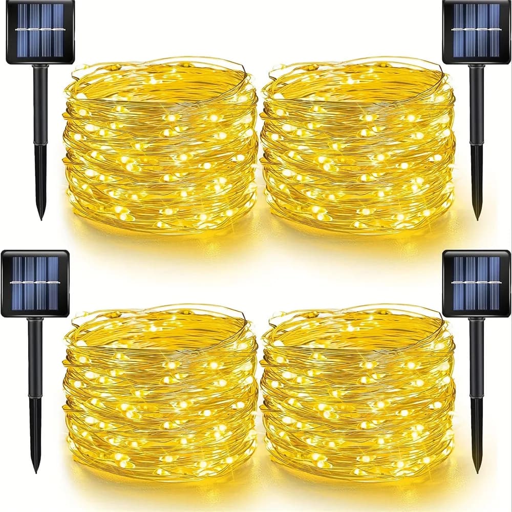 Luci a stringa solari a LED con filo di rame, luci fatate impermeabili per decorazioni di compleanno, matrimoni e feste