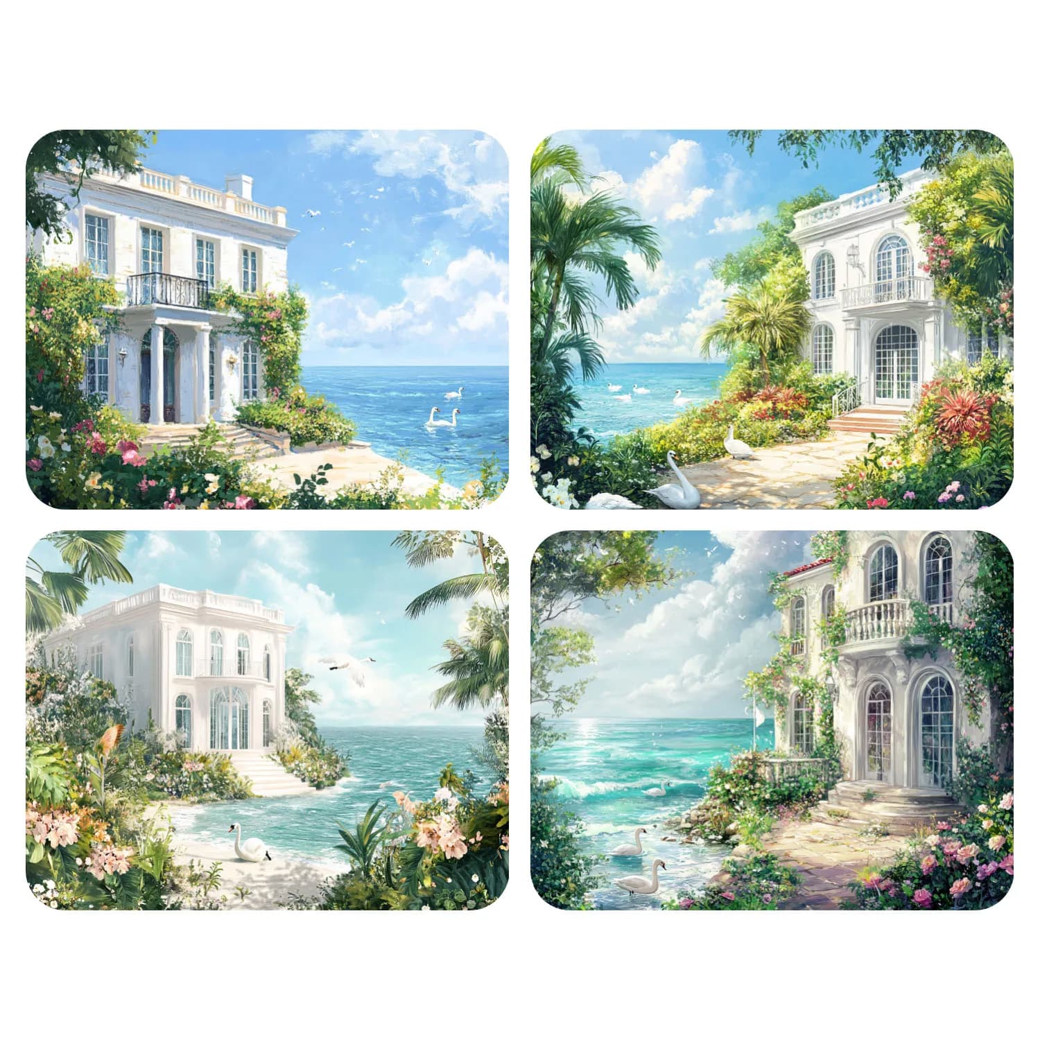 Hand Paint White swan on the seashore Painting By Numbers Kit DIY Acrylic Artwork Canvas Art Gift Home