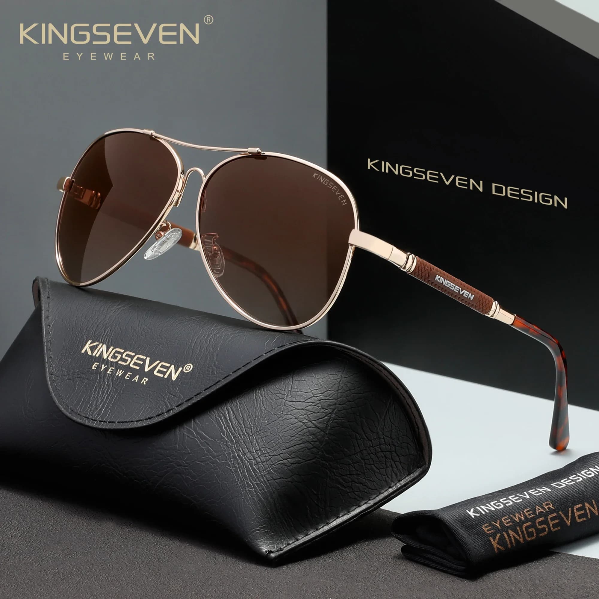 KINGSEVEN Exquisite Retro Trend Sunglasses Pilot Polarized UV400 Men Women Eyewear For Driving Fishing Summer Beach Vacation