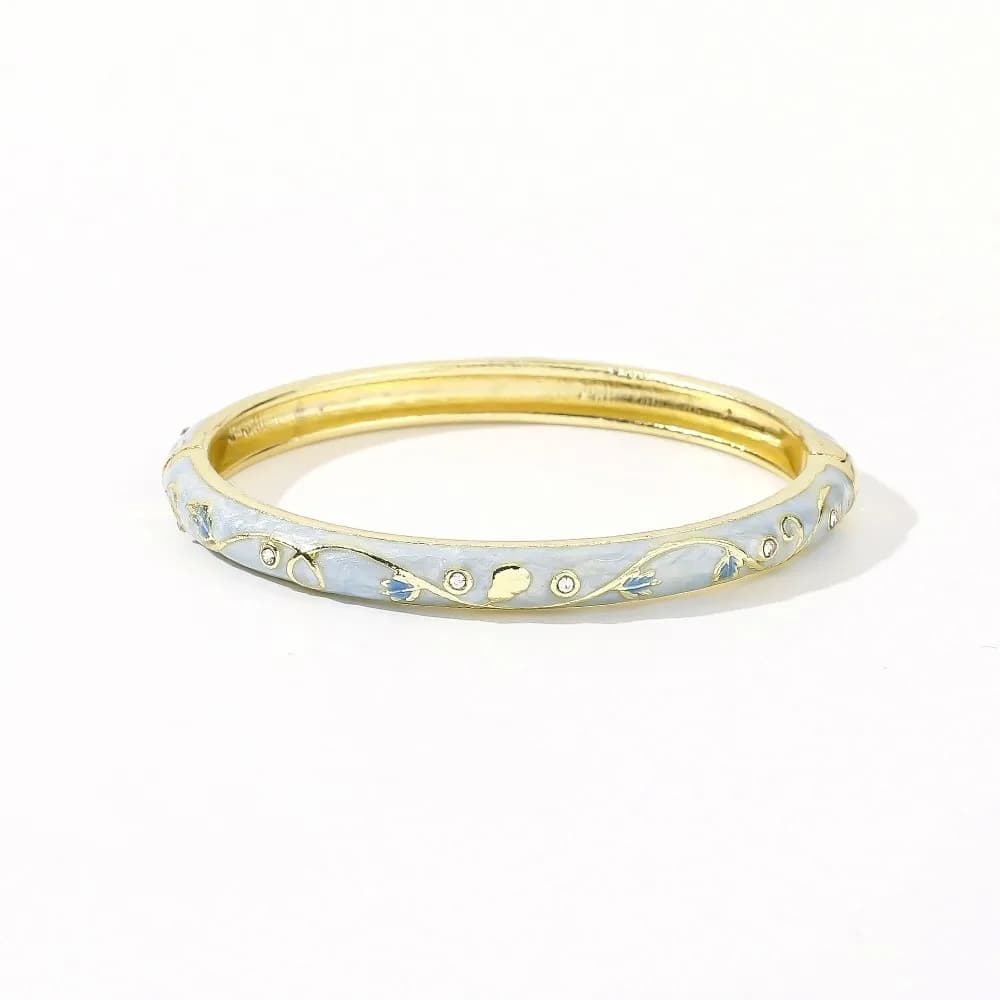 Enamel Vintage Cloisonne Bangle Small Floral Chinese Chinese Flower Bangle Traditional Classic Women's Hand Bracelet