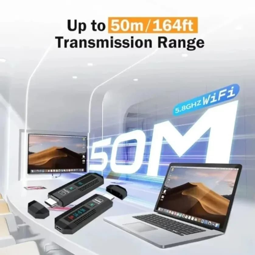 50M Wireless HDMI-Compatible Kit 1080P 60Hz Video Transmitter Receiver For PC TV Laptop Projector Plug Play No Wifi Need