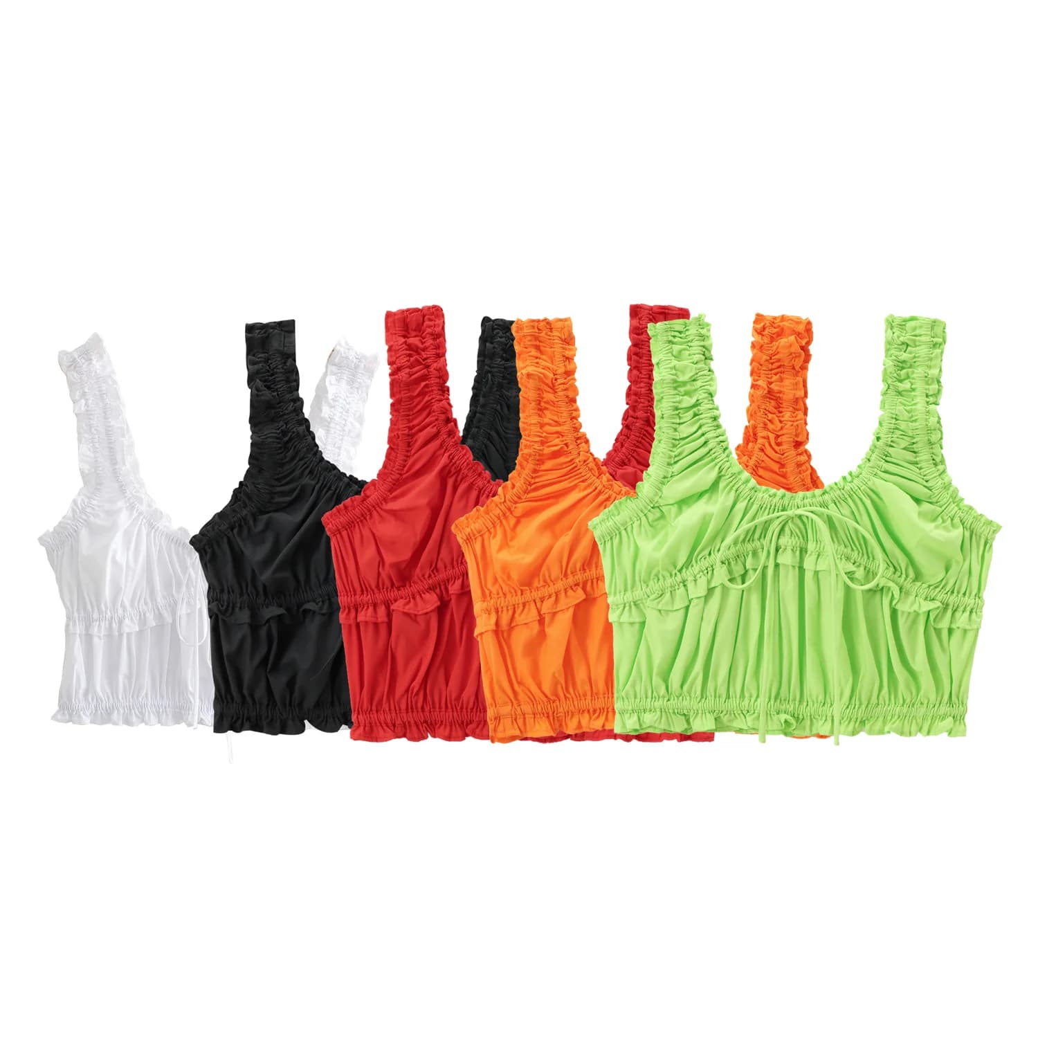 American Sexy Spicy Short Sleeve Crop Top with Pleats And Waist Belt for Women Sweet Style Holiday Casual Outerwear