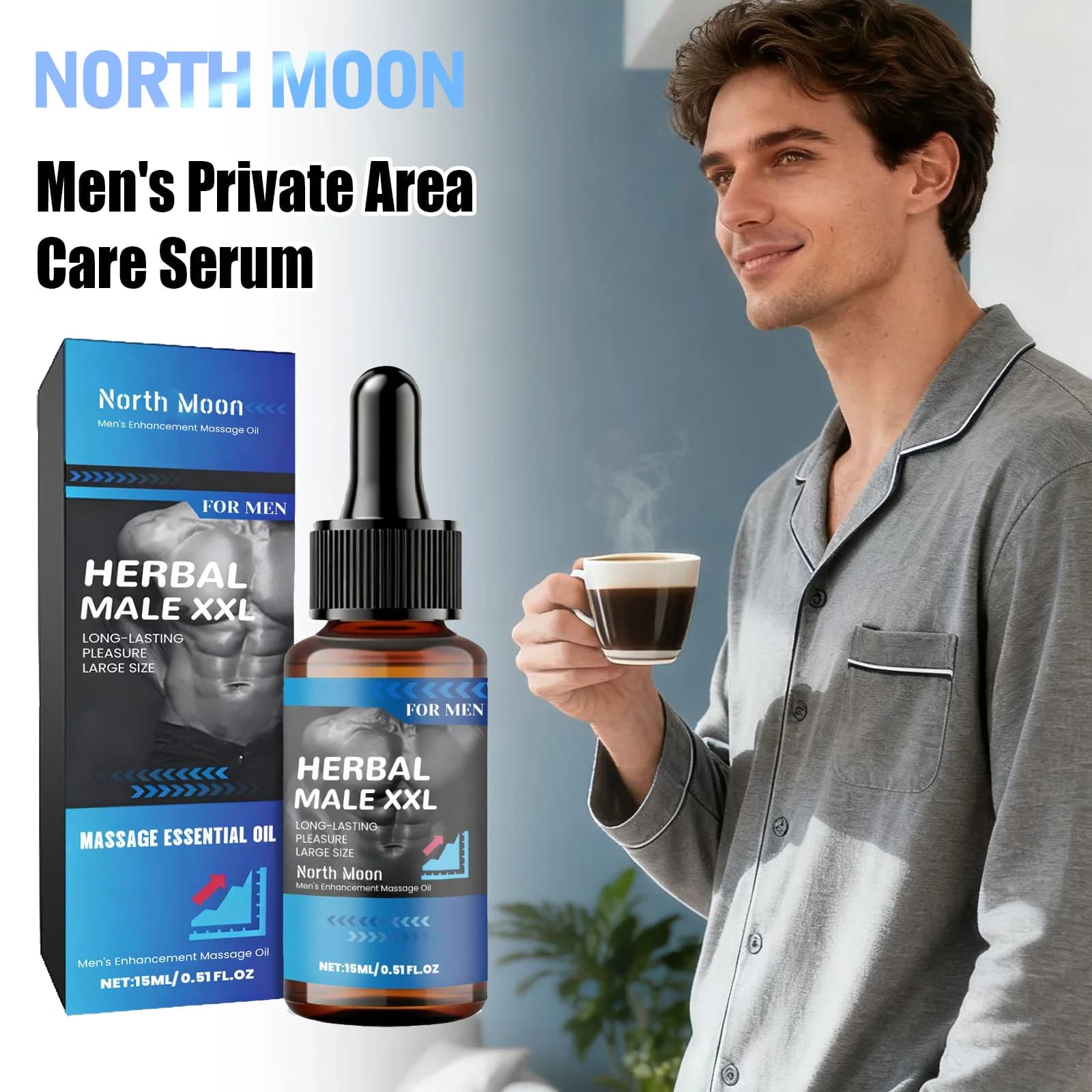 Olio Essenziale per la Cura del Corpo Maschile North Moon, Rinfrescante, Idratante, Facilmente Assorbibile, Non Unto, Delicato, Nutriente, Olio per Massaggi Maschili