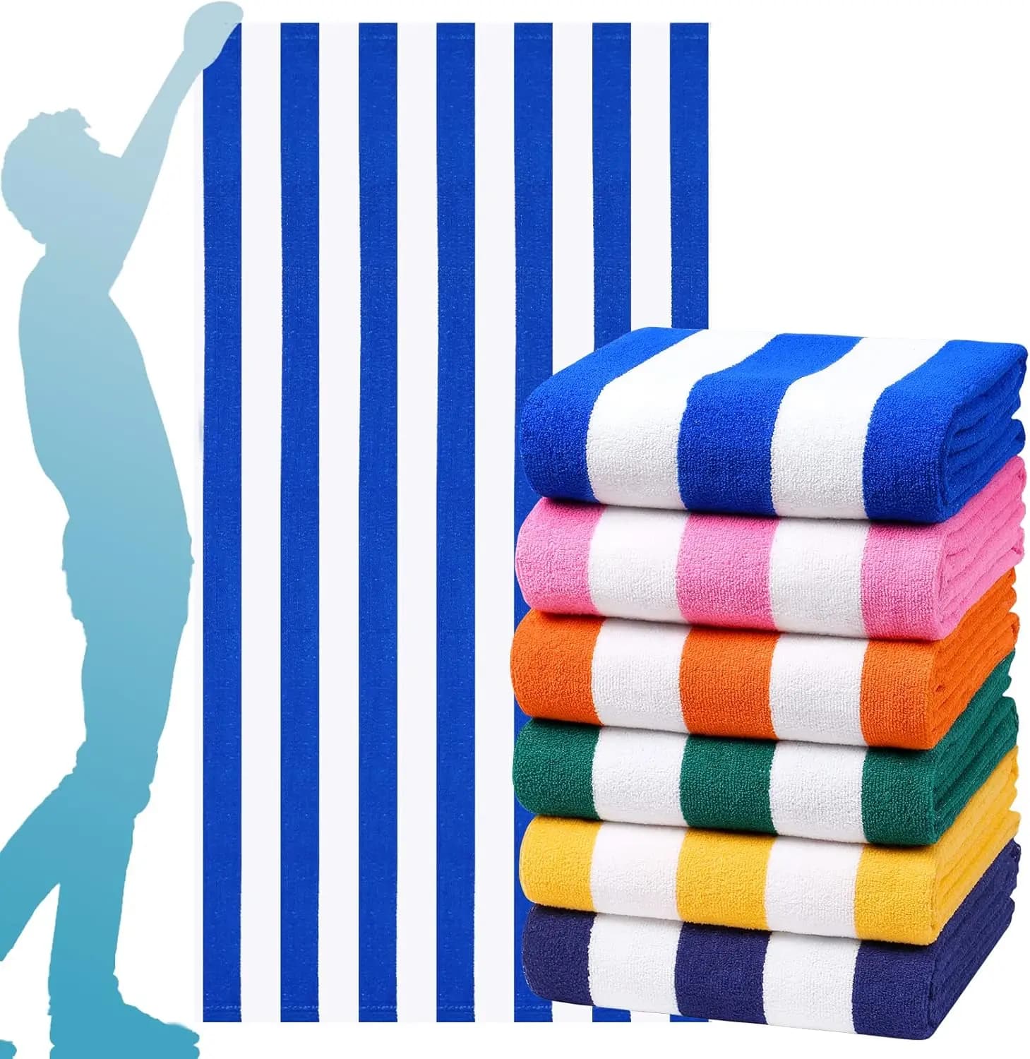 Set di 6 Teli da Spiaggia Oversize, 72x40 Pollici, Super Assorbenti per Piscina, Viaggi e Campeggio, Set Morbido e Sottile in Spugna per Adulti