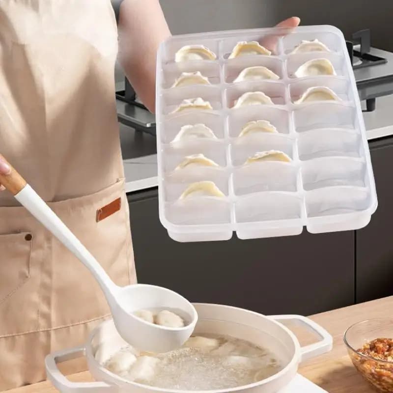 【M】15/21Grids Kitchen Storage Box Refrigerator Organizer Transparent Reusable Food Containers Tray For Dumpling Wonton