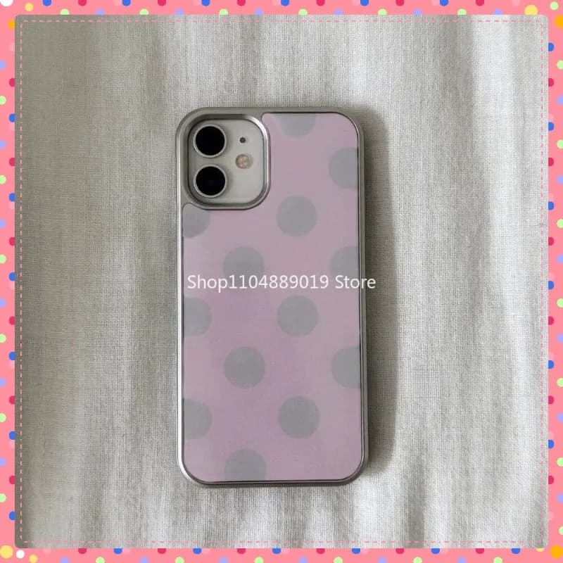 Custodia per telefono dolce coreano a pois a schermo intero per iPhone 16E 15 14 13 12 11 Pro Max 7 8 Plus XR XS MAX Y2K Pink Girl Cover