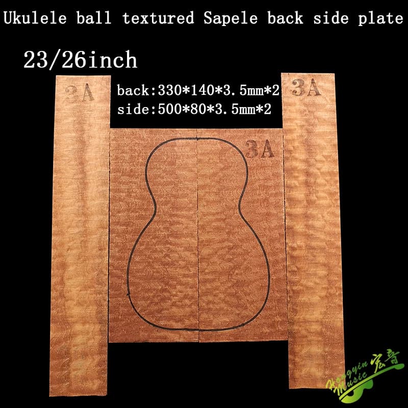 Ukulele 23/26 pollici con texture a sfera, texture ondulata, texture flocculante, tavola laterale e posteriore in Sapele trapuntato, tavola in legno massello singolo