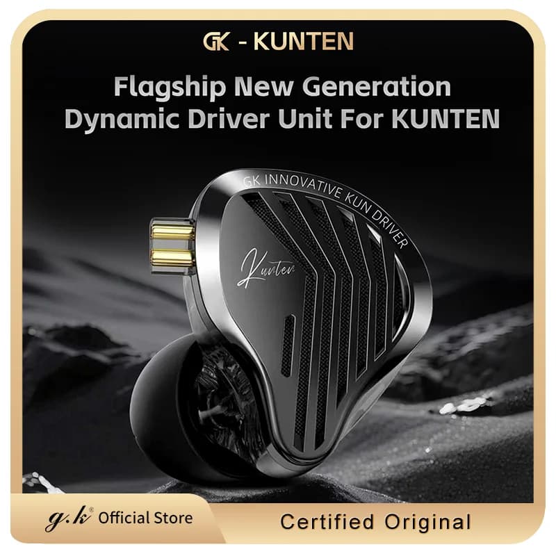 GK KUNTEN Dynamic Drive Cuffie HIFI Auricolari per bassi pesanti Cuffie sportive in metallo Cuffie staccabili 2PIN KZ Zenith EDX