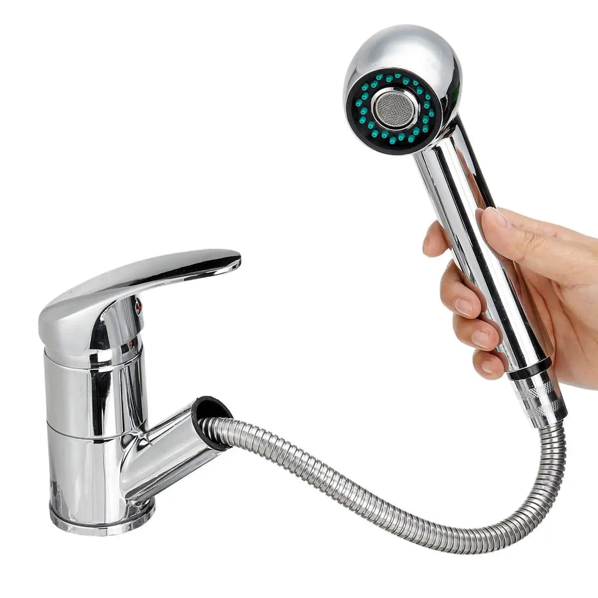 Rubinetto da cucina in ottone massiccio monoforo estraibile beccuccio miscelatore per lavello da cucina rubinetto spruzzatore a flusso testa miscelatore per rubinetto freddo caldo argento