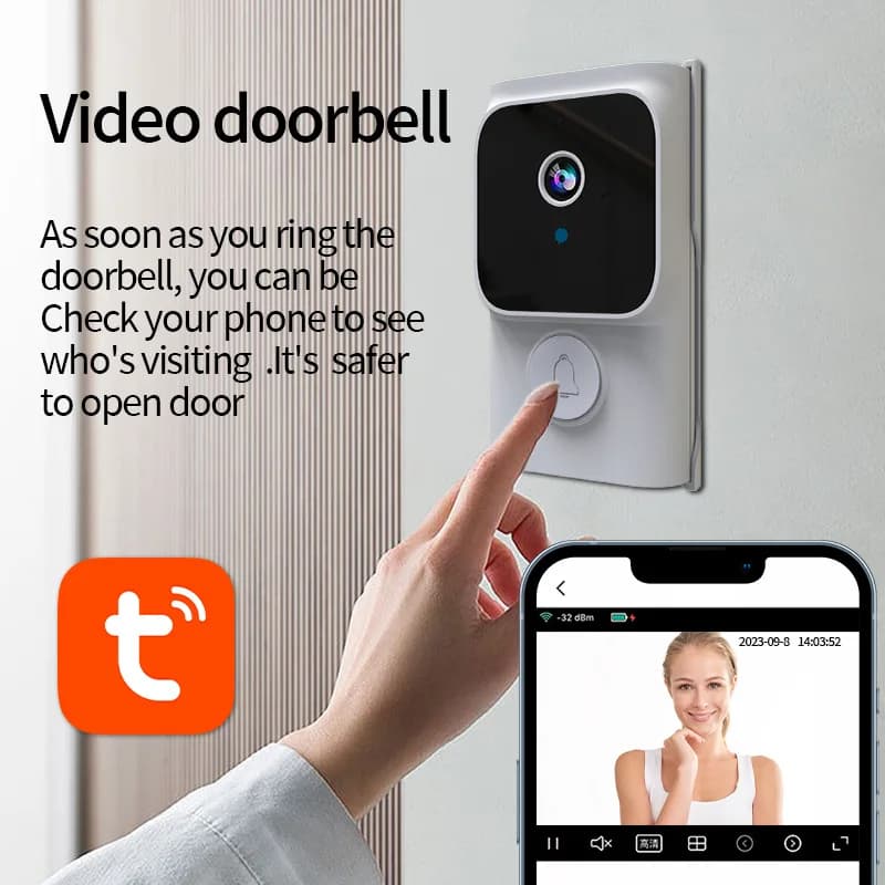 Campanello Wireless Tuya con Telecamera 1080p HD, Audio Bidirezionale, WiFi e Interfono Intelligente
