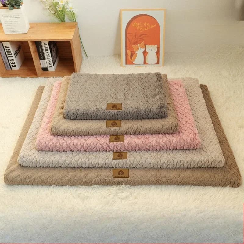 3D Foam Pet Bed with Removable Synthetic Fur Cover Waterproof Orthopaedic Dog Bed for Dog Beds with Non-slip Background