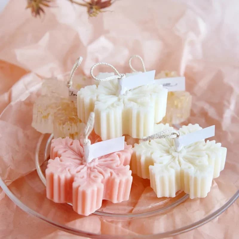 Christmas New Series Snowflake Shape Handmade Soap Epoxy Candle Mold Fondant Baking Mould Hexagonal Aromatherapy Silicone Molds