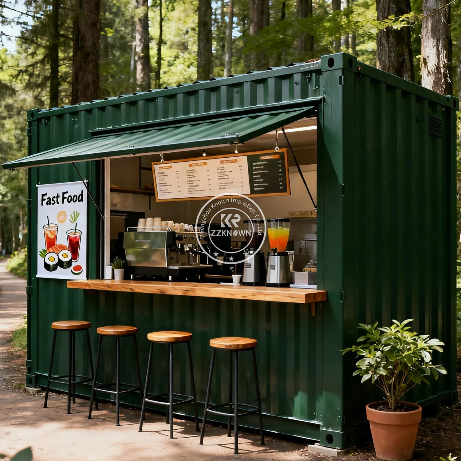 Contenitore per spedizione in acciaio prefabbricato da 20 piedi 40 piedi Caffetteria Kiosco alimentare personalizzabile Casa contenitore modulare prefabbricato in vendita