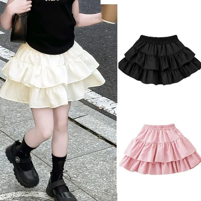 Gonna soffice a vita alta elastica stile preppy per ragazze Gonna mini torta con bordo arricciato a pieghe a doppio strato Gonna carina Hotsweet Y2K
