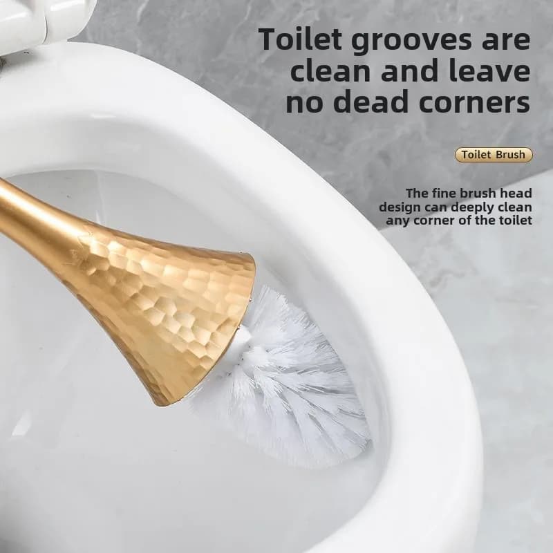 Set di spazzole per WC in oro, spazzola per la pulizia del WC staccabile, testa in nylon sostituibile per accessori da bagno, strumenti per la pulizia