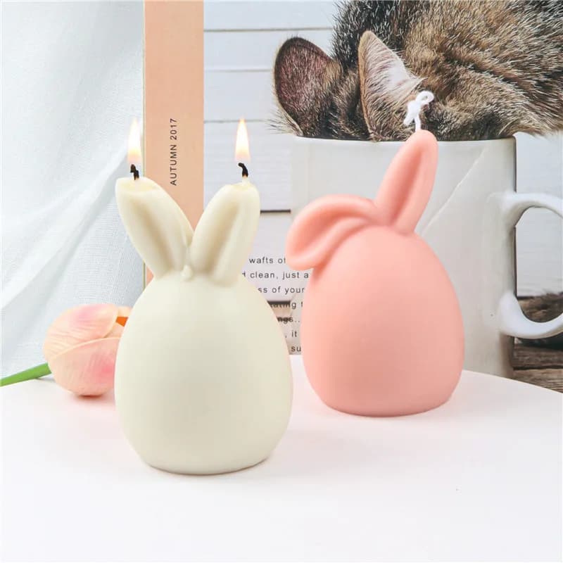 Stampo per candele in silicone coniglietto uovo di Pasqua 3D testa di coniglio senza volto aroma sapone gesso stampo in resina candela che fa forniture decorazioni per la casa