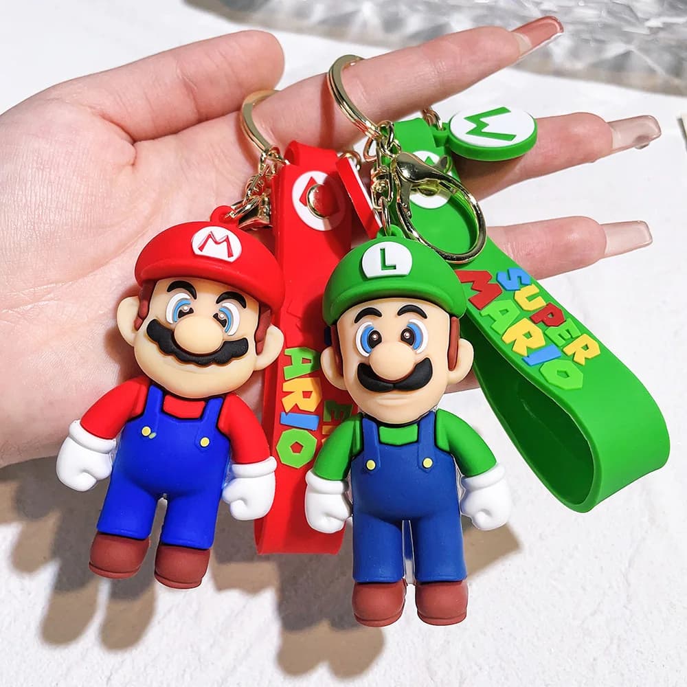 Super Mario Portachiavi Mario Bros Luigi Toad Yoshi Bowser Action Figure Modello AccessoriPVC Cartoon Bag Doll Ciondolo Giocattoli Regalo