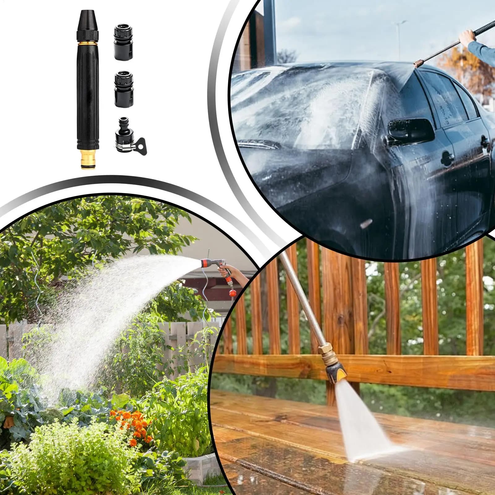 Car Wash Hose Sprayer Adjustable High-Pressure Wand Home Watering Hose Nozzle Spray for Outdoor Pathway Backyard Patio Driveway