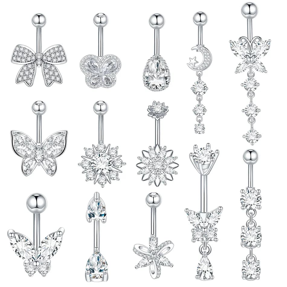 1pc piercing to the navel for women zircone moon butterfly ombelic ring cartilage ombelic earring jewelry piercing ombligo